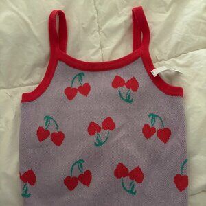 Old Navy Girls Large 10-12  Knit Halter Top Tank Cherrys Purple Red NWT
